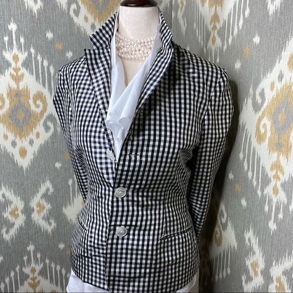 Ralph Lauren Spring Runway 2000 Black & White Gingham Silk Shantung Jacket - Picture 1 of 16